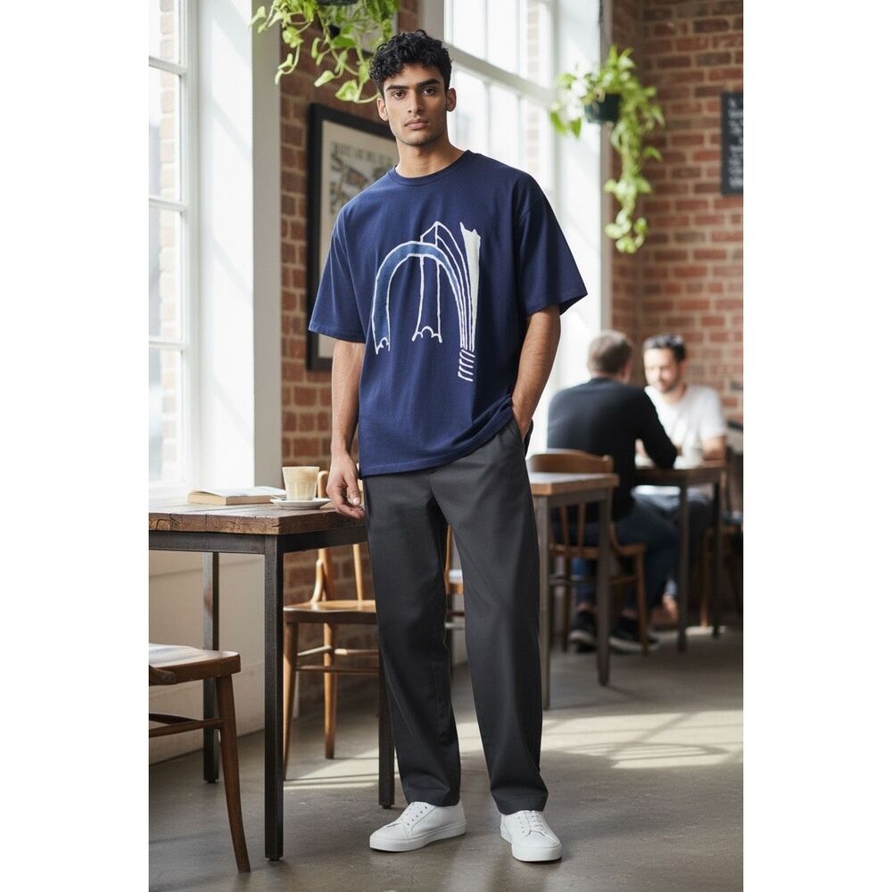 ✨Blue Blue Japan Bassen Dyed Sz 4 T-Shirt in "Noshi" print✨